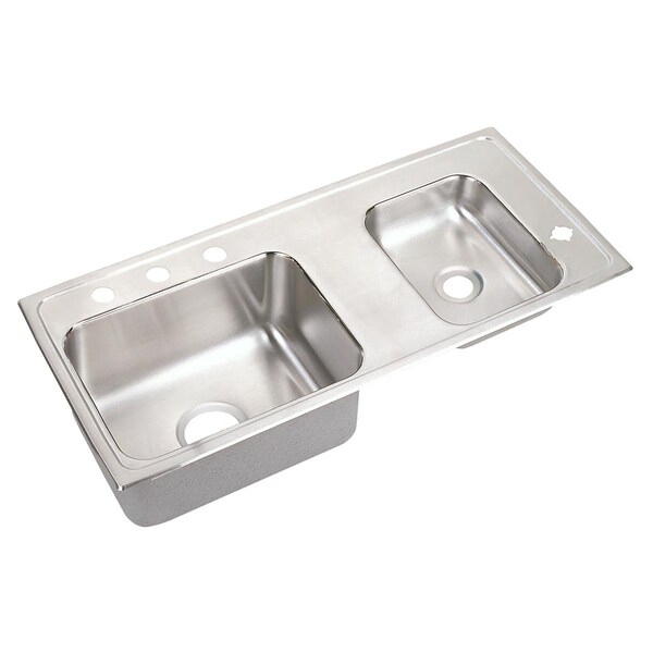 Lustertone Stainless Steel 37-1/4 X 17 X 7-5/8 Double Bowl Top Mount Classroom Sink